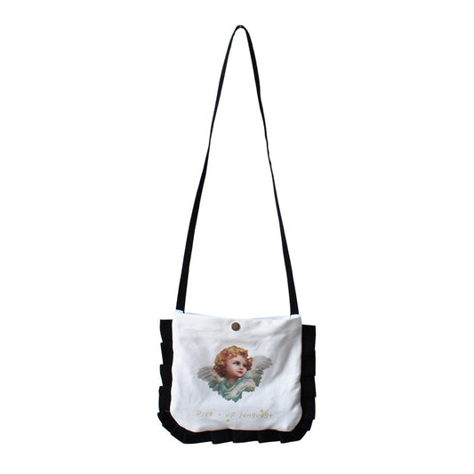 Angel print small messenger