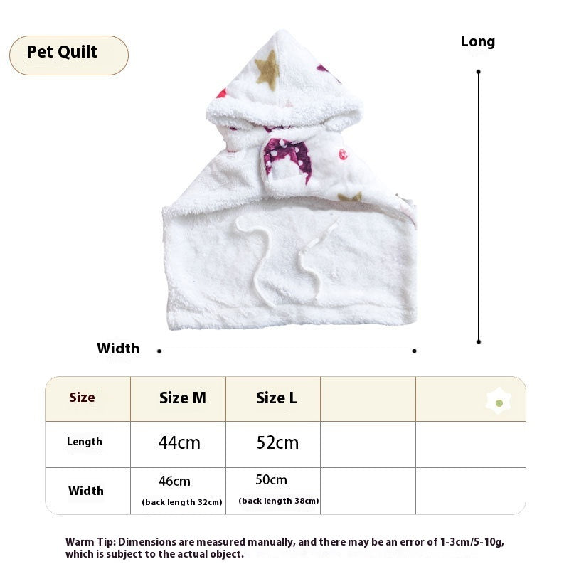 Coral Fleece Warm Portable Pet Cloak Pajamas