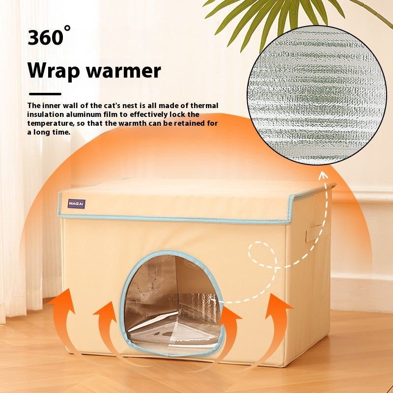 Heating Cat Nest Winter Warm Pet Bed Removable And Washable