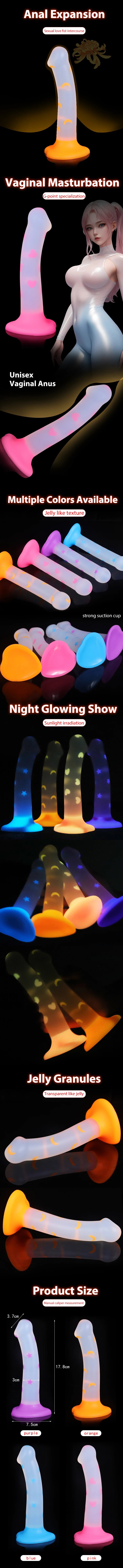 Sex Toys Cupid Night Glowing Anal Plug Love-Jelly Noctilucent Light Dildo Vaginal G-spot Anorectal Prostate Massage Masturbator