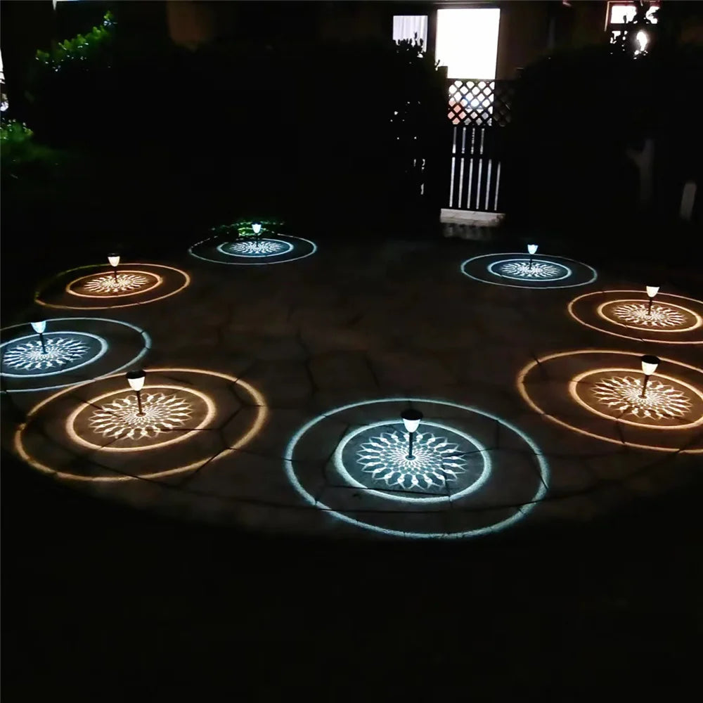 Circle Shadow Garden Light Outdoor Solar Lamp Lawn Courtyard Landscape Ground Patio Yard Driveway Waterproof Solar Pathway Light