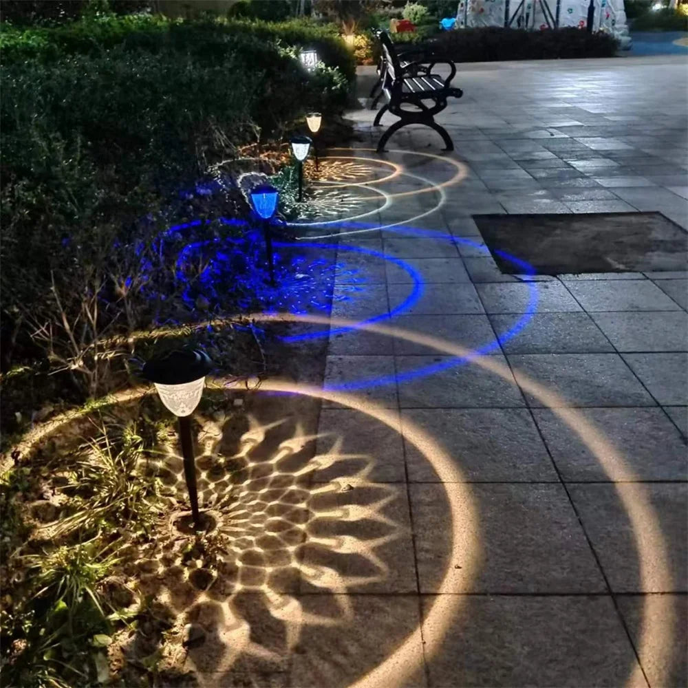 Circle Shadow Garden Light Outdoor Solar Lamp Lawn Courtyard Landscape Ground Patio Yard Driveway Waterproof Solar Pathway Light