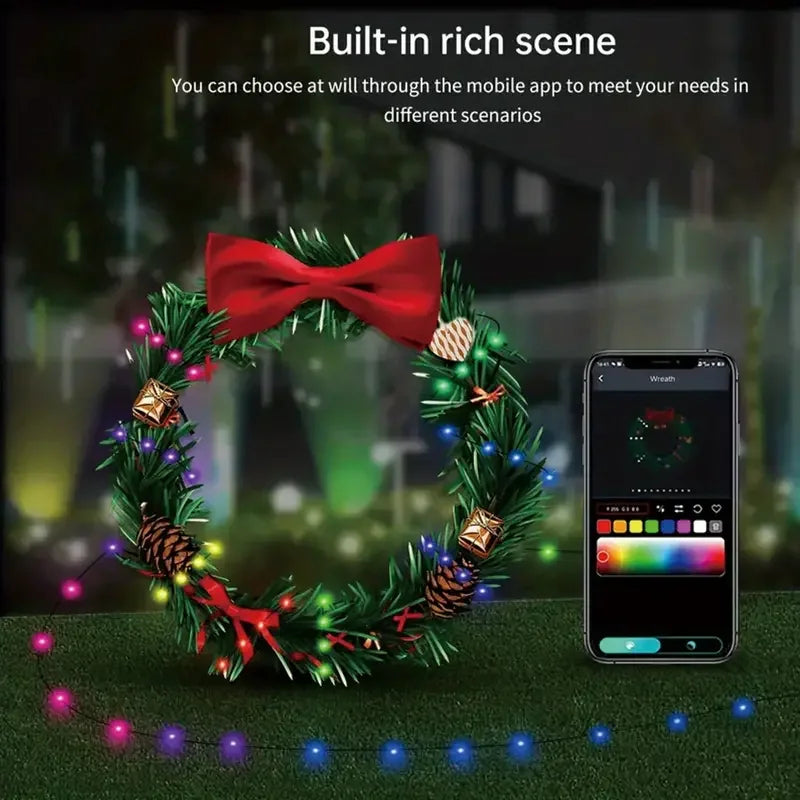 Christmas Lights LED String Light Bluetooth APP USB Smart Garland Fairy Festoon Home Bedroom Party Decor Remote Control RGBIC