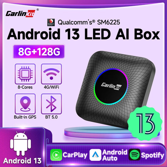 Android 13 CarlinKit CarPlay AI Box Qualcomm SM6225 Wireless CarPlay Android Auto Smart TV Box For Netflix YouTube FOTA Upgrade