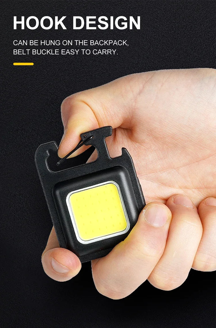 **MINI COB Keychain Flashlight – Superljus, Magnetisk och Laddningsbar**