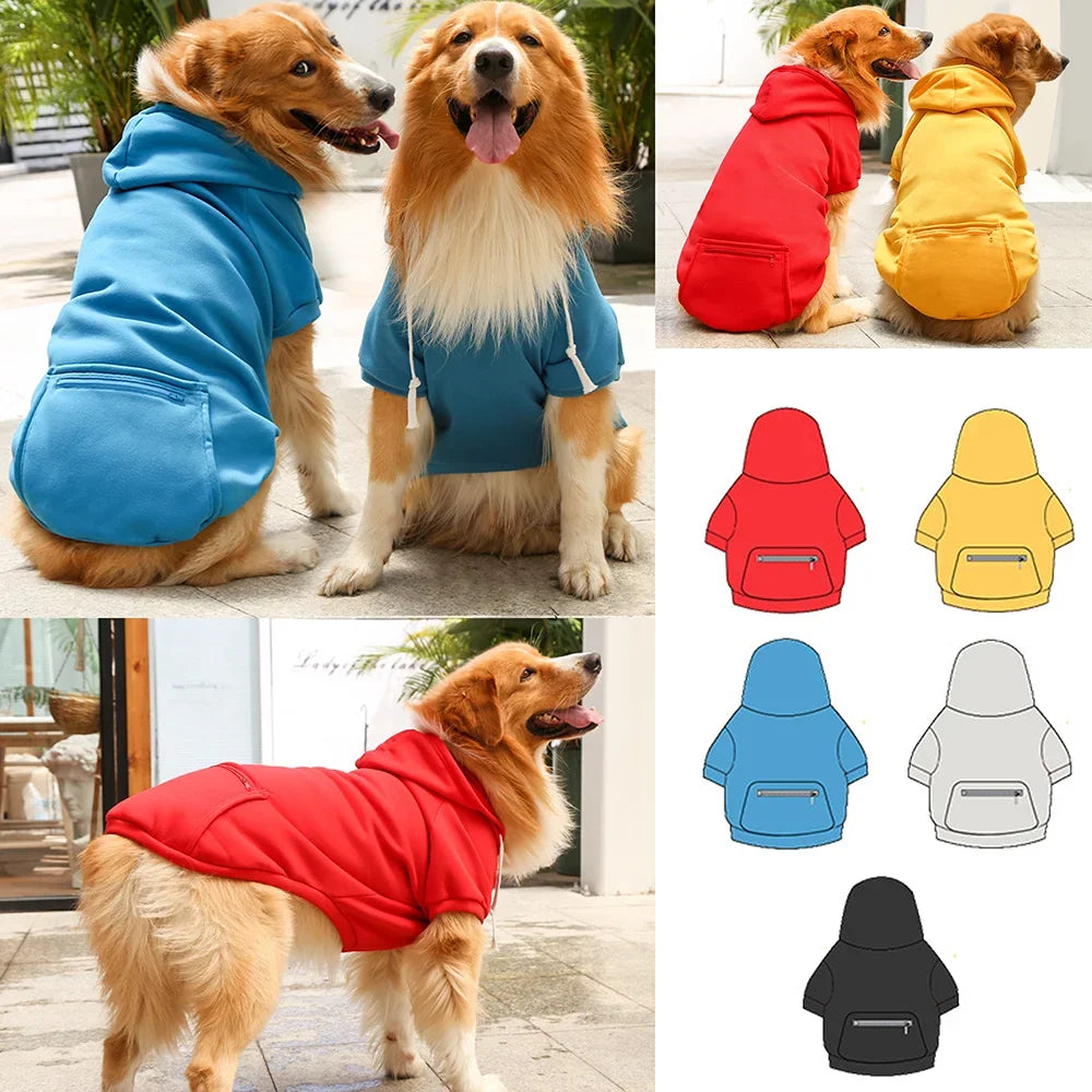 Big Dog Hoodies Autumn and Winter Pet Zipper Pocket Hoodies for Large Medium Sized Dog Clothes Pet Clothing