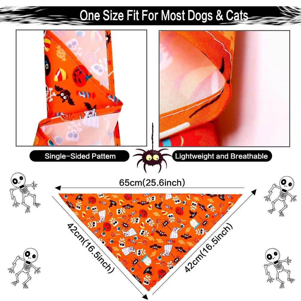 10pcs Pet Dog Bandana Fall Pet Supplies Halloween Dog Accessories Small Dog Bandanas Scarf  Puppy Bibs Thanksgiving Dog Supplies