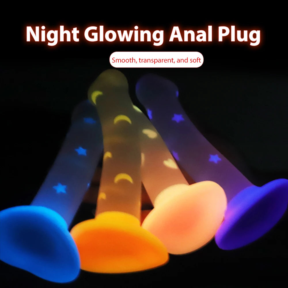 Sex Toys Cupid Night Glowing Anal Plug Love-Jelly Noctilucent Light Dildo Vaginal G-spot Anorectal Prostate Massage Masturbator