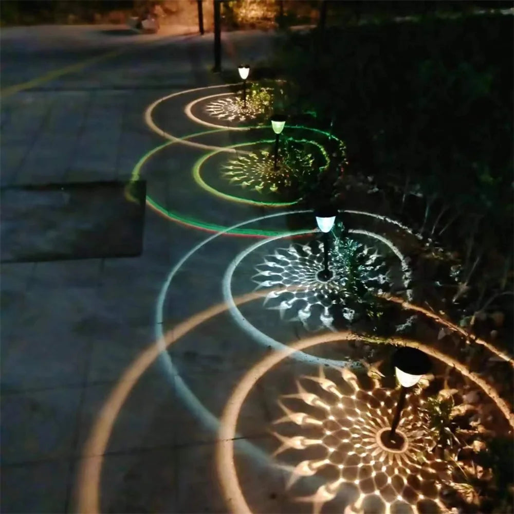 Circle Shadow Garden Light Outdoor Solar Lamp Lawn Courtyard Landscape Ground Patio Yard Driveway Waterproof Solar Pathway Light