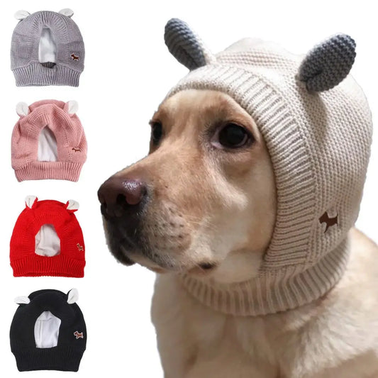 Quiet Dog Ear Muffs Noise Protection Pet Ears Covers Knitted Hat Anxiety Relief Winter Warm Earmuffs For Medium Large Dogs New