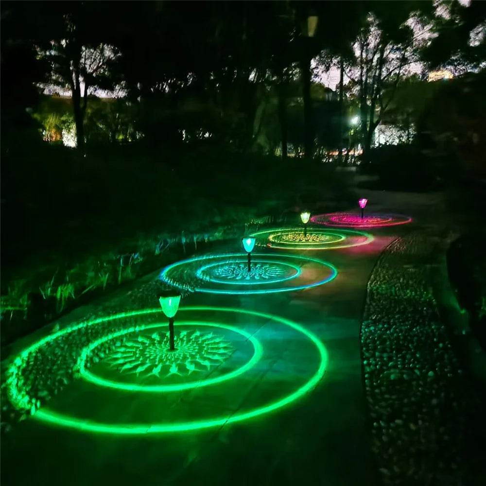 Circle Shadow Garden Light Outdoor Solar Lamp Lawn Courtyard Landscape Ground Patio Yard Driveway Waterproof Solar Pathway Light