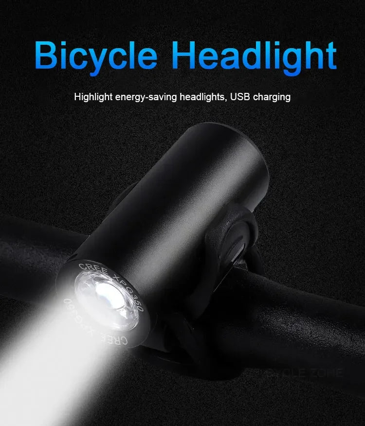 Bike Front Light Mini Flashlight for Bike USB Rechargeable Waterproof XPG LED Bicycle Headlight Night Safety Cycling Accessories