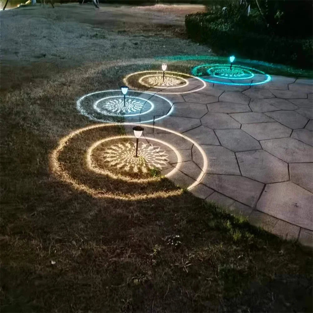 Circle Shadow Garden Light Outdoor Solar Lamp Lawn Courtyard Landscape Ground Patio Yard Driveway Waterproof Solar Pathway Light