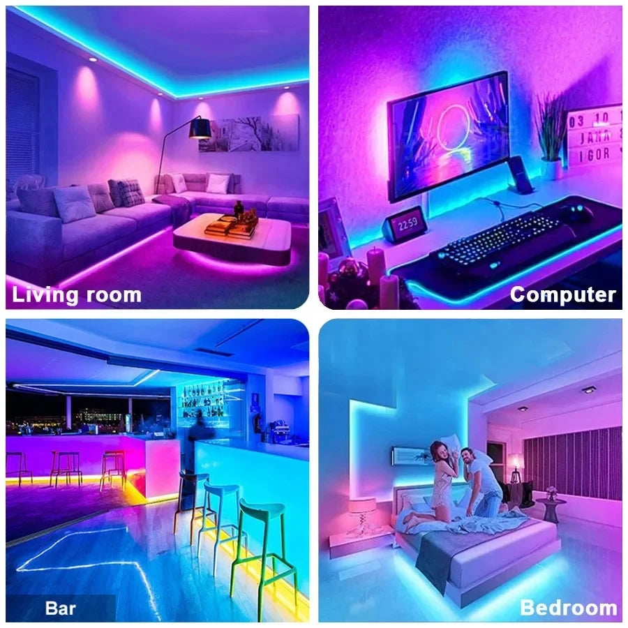 LED Strip Light 1-30M 5050 RGB LED Lights Remote App Control Flexible Lamp Tape for TV Backlight Christmas Room Decoration Light