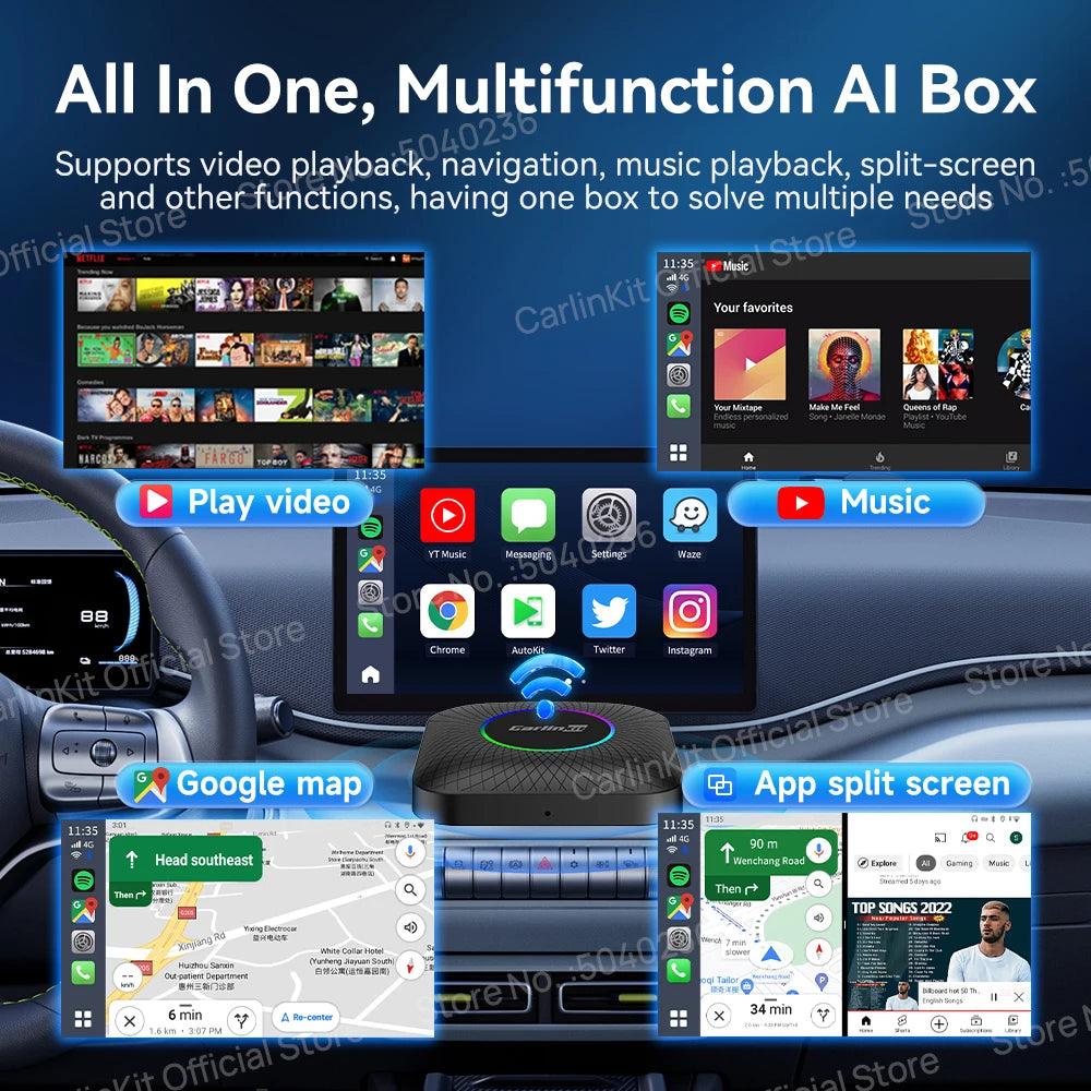 Android 13 CarlinKit CarPlay AI Box Qualcomm SM6225 Wireless CarPlay Android Auto Smart TV Box For Netflix YouTube FOTA Upgrade