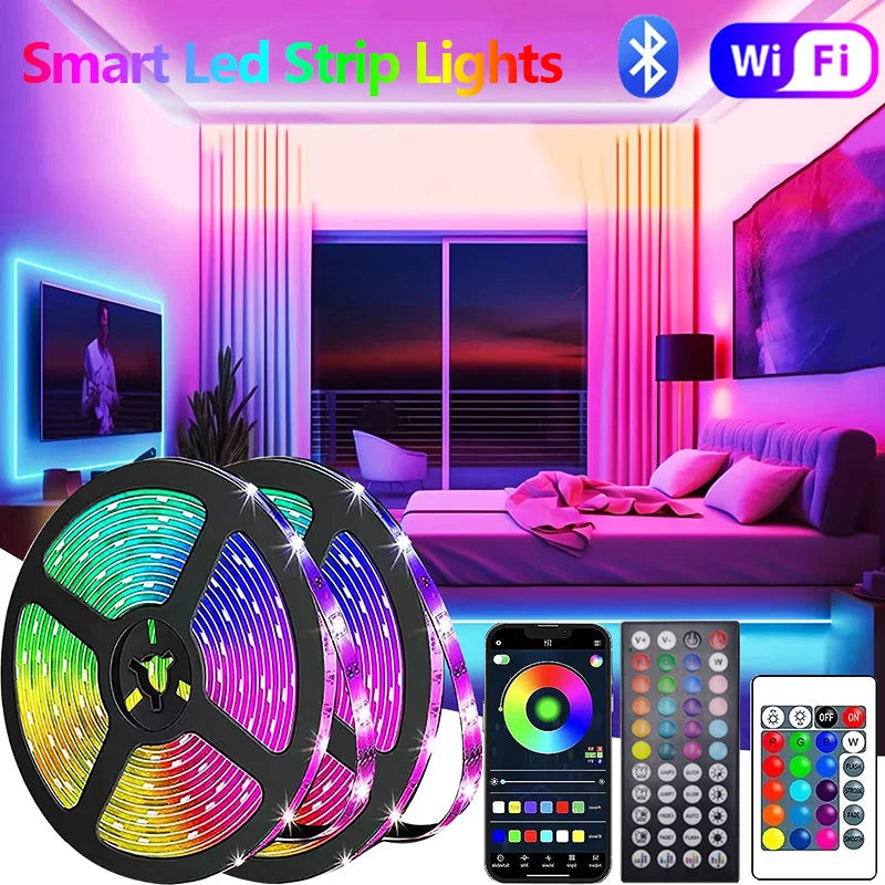 LED Strip Light 1-30M 5050 RGB LED Lights Remote App Control Flexible Lamp Tape for TV Backlight Christmas Room Decoration Light