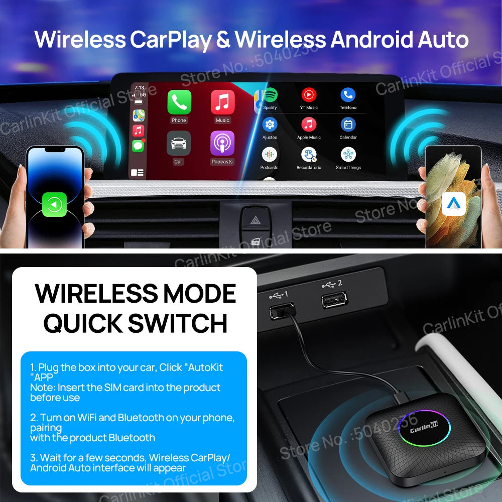 Android 13 CarlinKit CarPlay AI Box Qualcomm SM6225 Wireless CarPlay Android Auto Smart TV Box For Netflix YouTube FOTA Upgrade